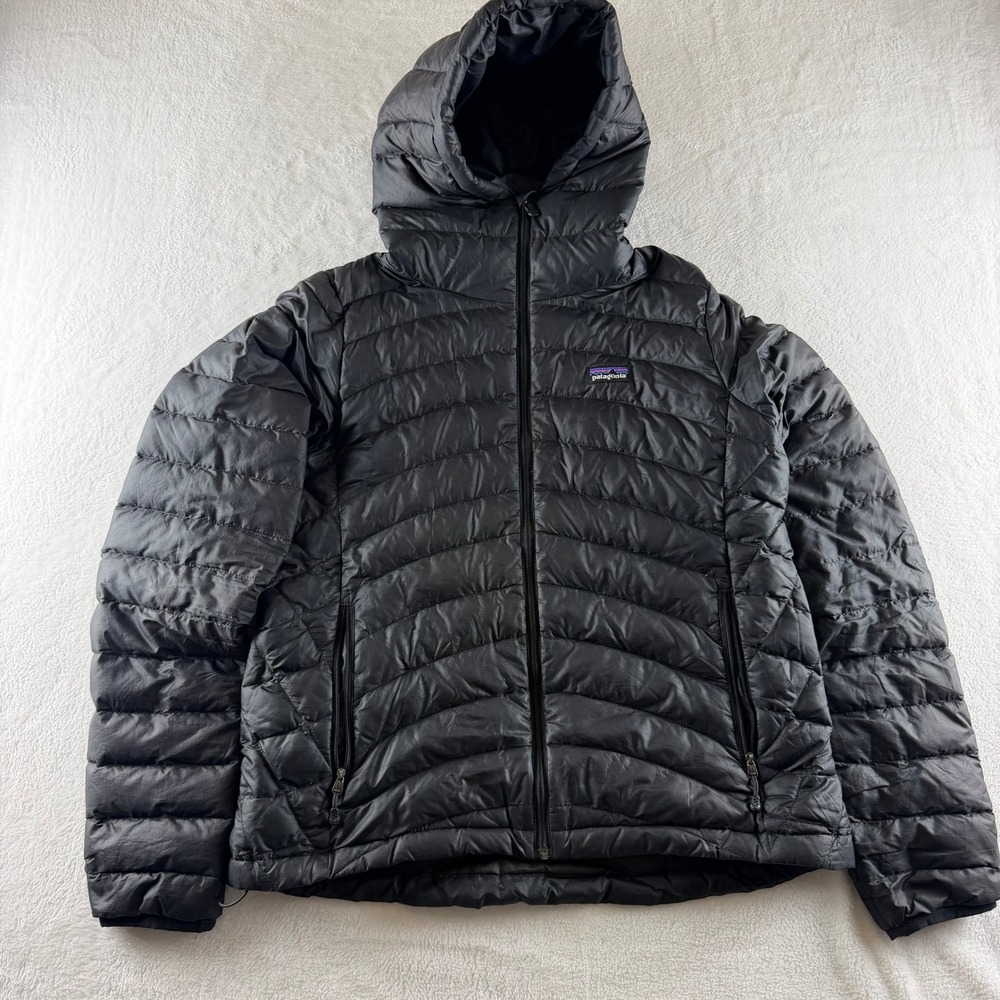 Patagonia Down Sweater Full Zip Hoody Puffer Jacket Black Womens Medium